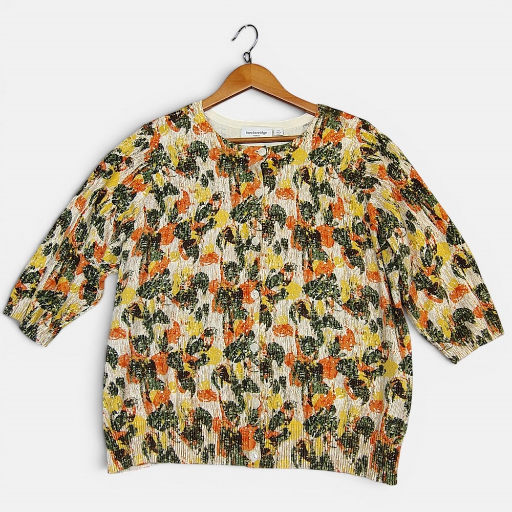 Breckenridge 2X Floral Summer Cardigan Sweater Cottagecore Artsy Grannycore - Picture 8 of 9
